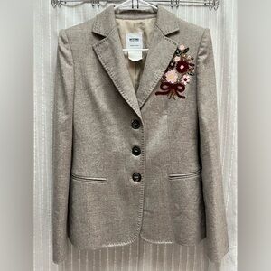 Moschino Beige Blazer with Floral Embroidery size 8